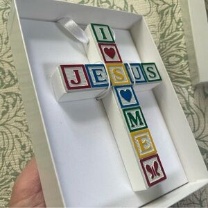 Jesus Loves Me Hand Painted Primary Colors Crib Cross
